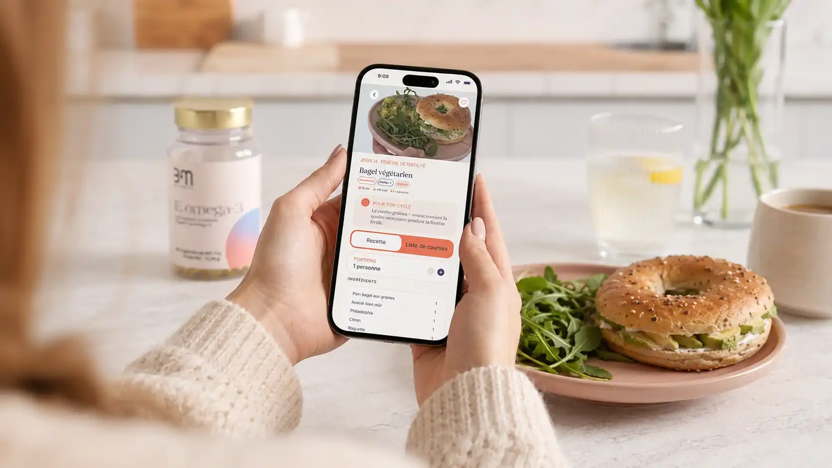 Une femme qui les recette sur l'application BeMum